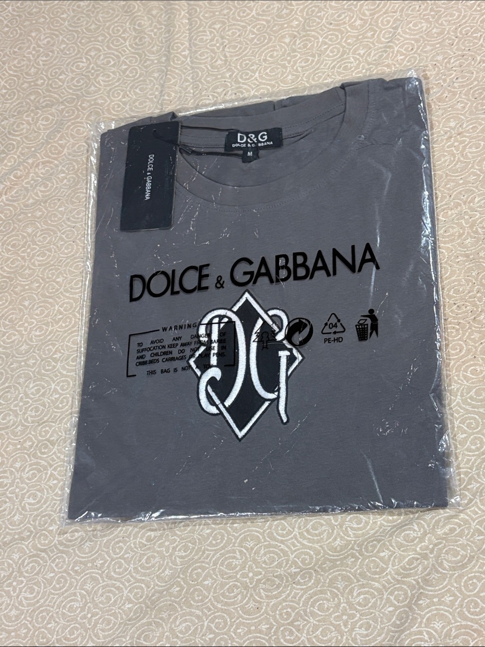 Dolce & Gabbana Men's Charcoal Gray Logo Short Sleeve Tee